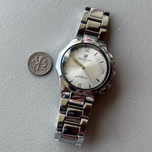 Vintage Charles Dumont Paris Silver Stainless Steel Classic Mens Wrist Watch